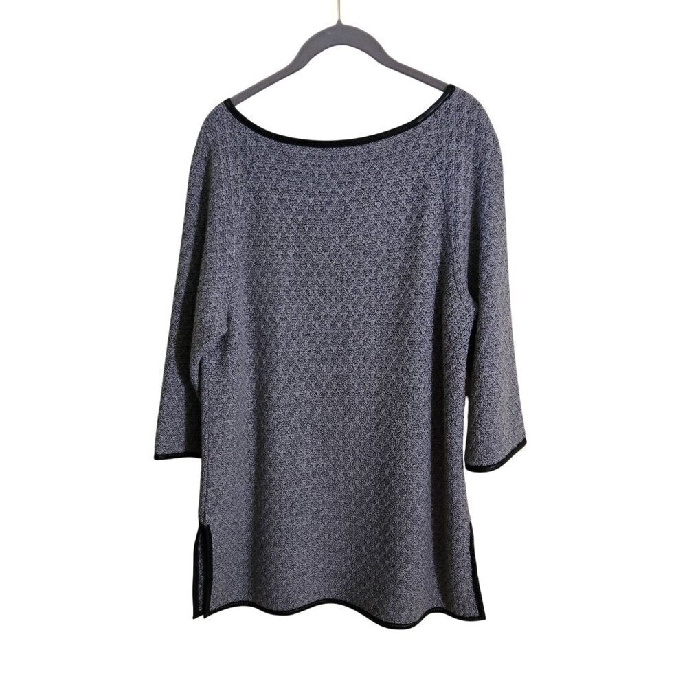 St. John Exclusively For Nordstrom Wool Blend Leather Trim Tunic Sweater Size S - Picture 2 of 6